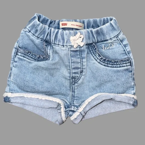 Levi's Lace Trim Denim Shorts | Toddler Girl | 18 Months | Like New - Picture 1 of 4